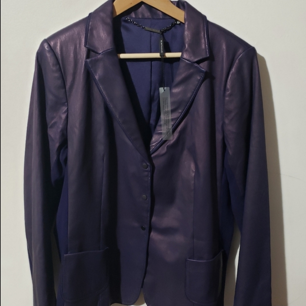 Elie Tahair Purple Leather and Suede Jacket